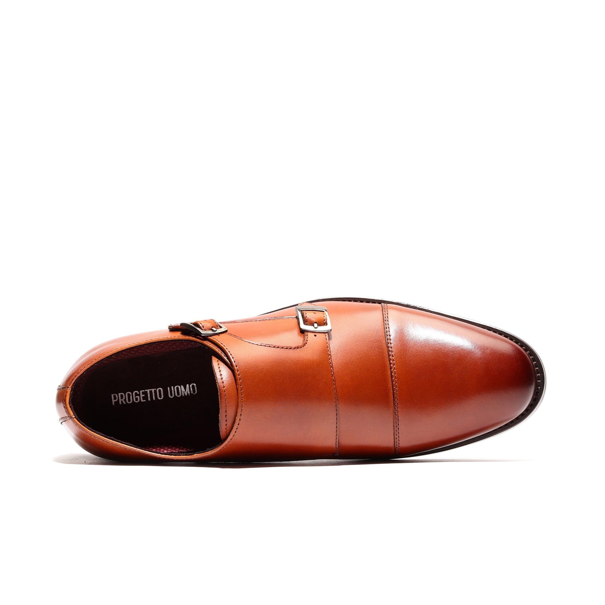 Top view of conag monk strap genuine leather shoes, showcasing their elegant design and premium craftsmanship, perfect for formal occasions.