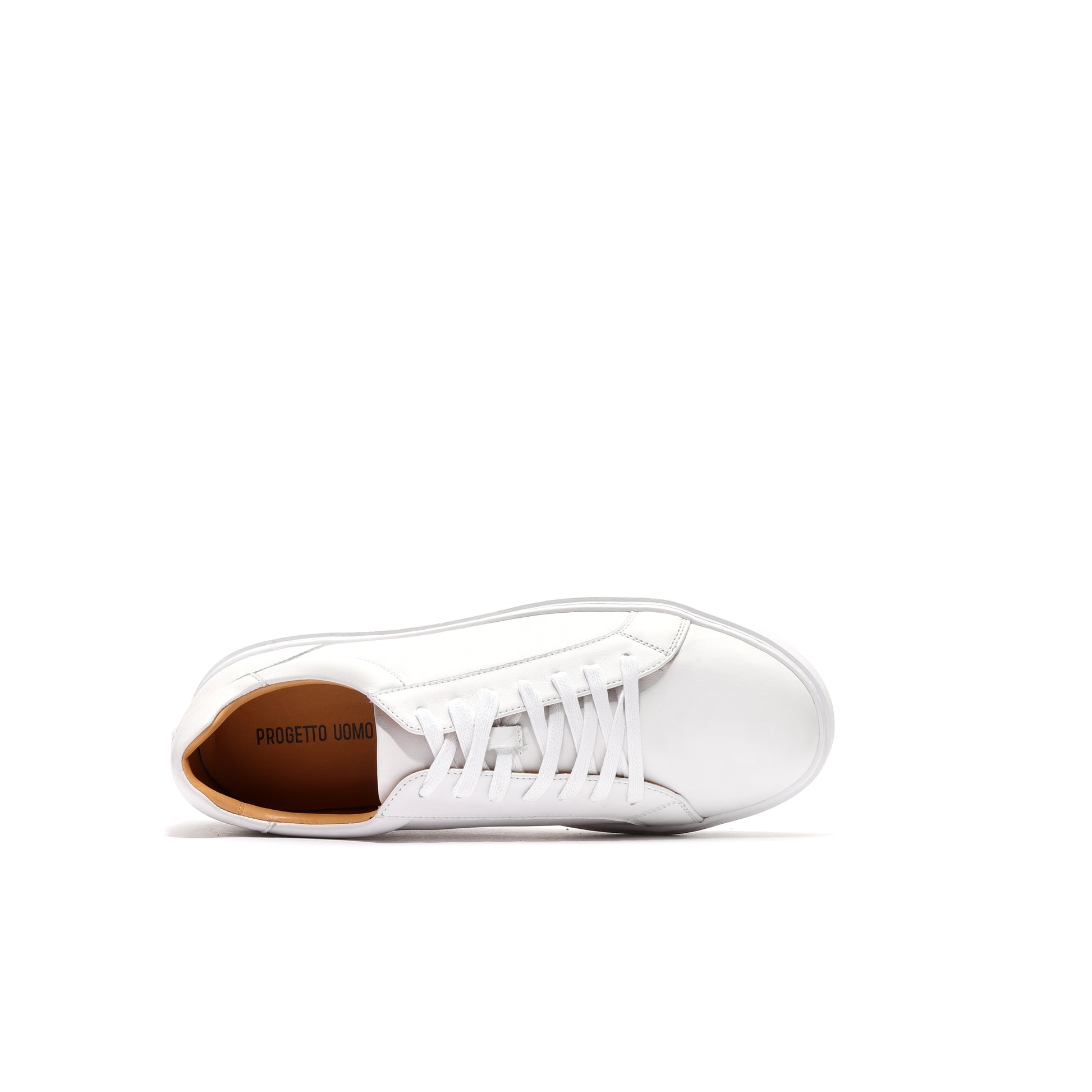 High-quality unisex genuine leather white sneakers with a sleek design.