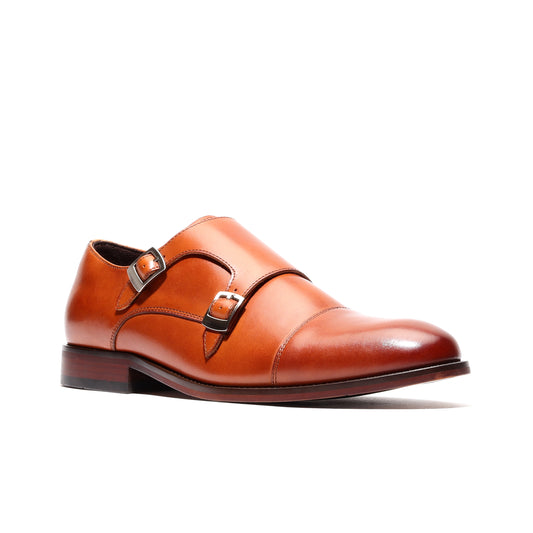 Angled view of monk strap genuine leather formal shoes, showcasing their elegant design and premium craftsmanship, perfect for formal occasions and sophisticated looks.